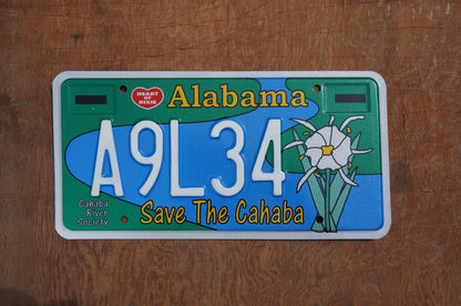 Alabama SAVE THE CAHABA Flower Graphic License Plate