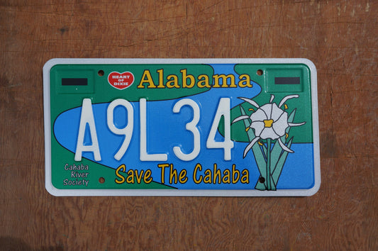 Alabama SAVE THE CAHABA Flower Graphic License Plate