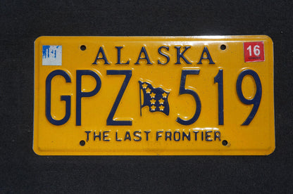 2016 Alaska Yellow Flag License Plate - The Last Frontier # GPZ 519