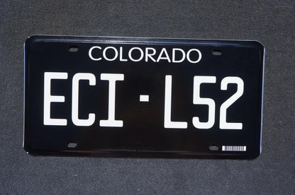 2023 AUTHENTIC Throwback Blacked-out Colorado Black License Plate - NEW DESIGN