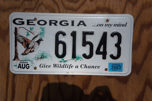 2003 Georgia Give Wildlife A Chance Bird Graphic License Plate