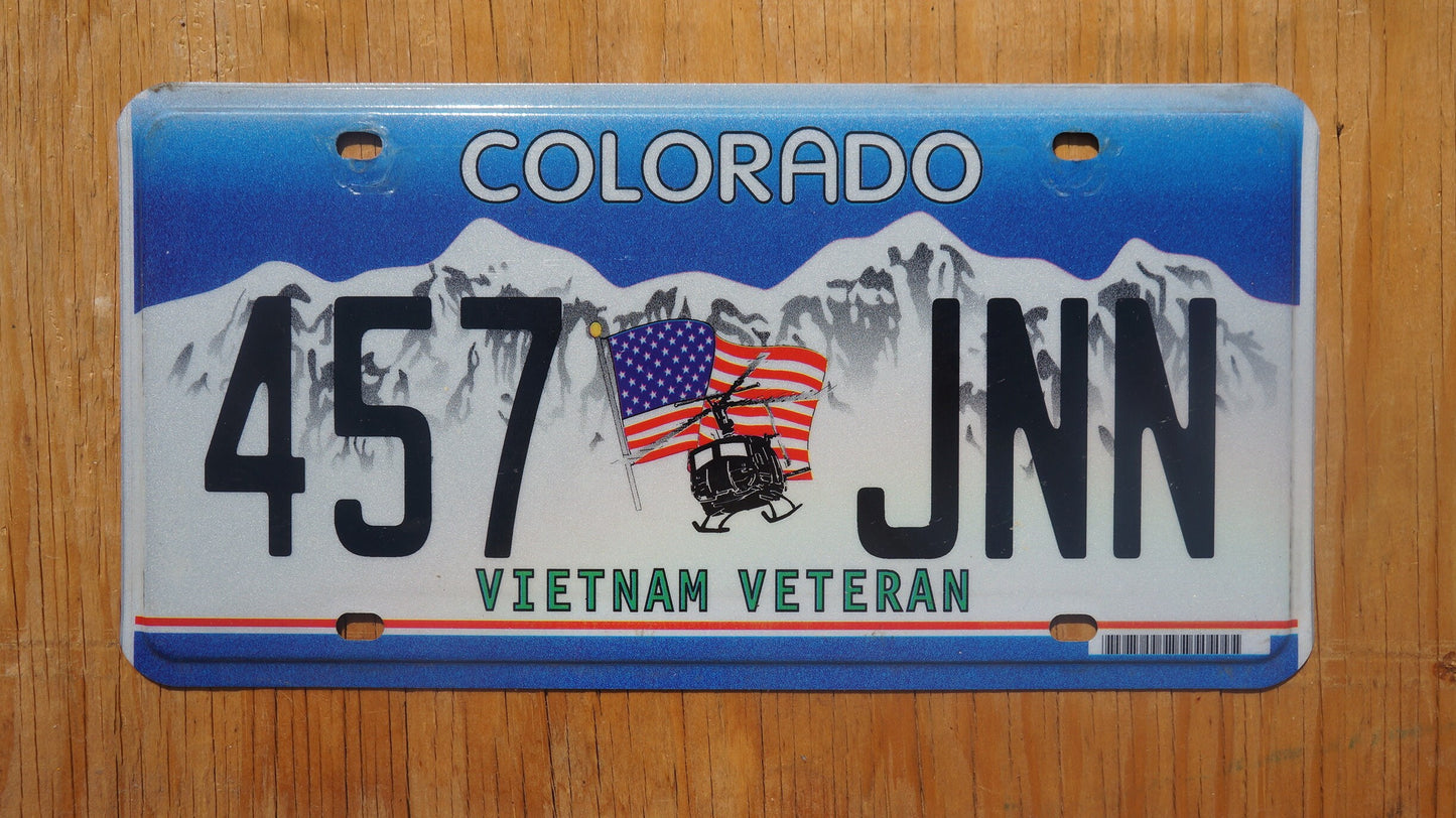 Colorado VIETNAM VETERAN Flag Helicopter Blue License Plate