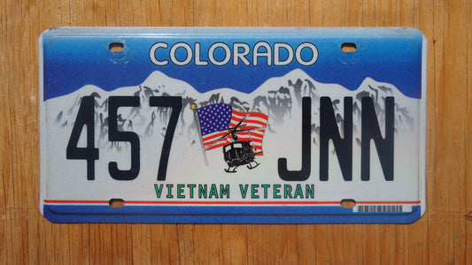 Colorado VIETNAM VETERAN Flag Helicopter Blue License Plate