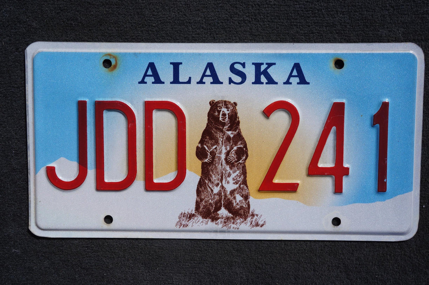 Alaska Grizzly Brown Bear License Plate # JDD 241