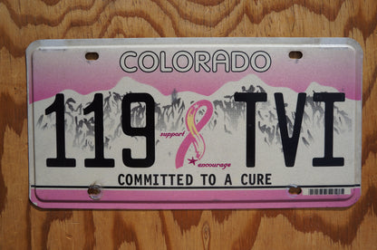 Colorado Pink Ribbon Committed to A Cure License Plate Breast Cancer Awareness Mother Woman Life