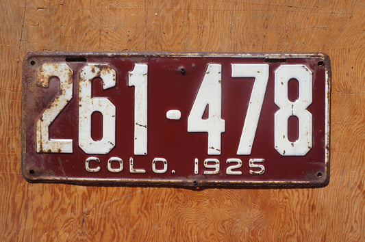 1925 Colorado Passenger License Plate #261 - 478