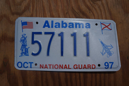 1997 Alabama National Guard Soldier Airplane Flag License Plate # 57111