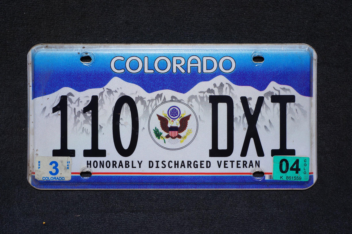 2004 Colorado HONORABLY DISCHARGED VETERAN Eagle Blue License Plate