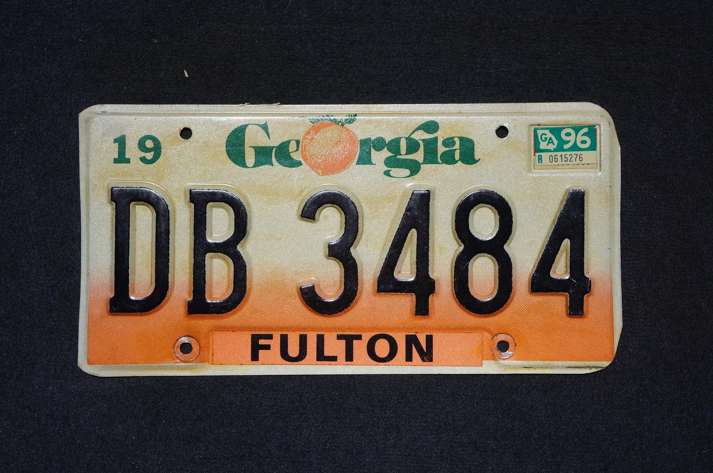 1996 Georgia Peach License Plate FULTON County