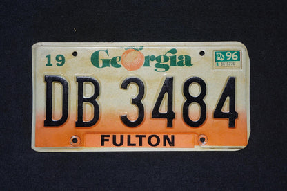 1996 Georgia Peach License Plate FULTON County