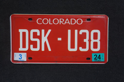 2024 Colorado NEW DESIGN Historic Red Flat License Plate # DSK - U38