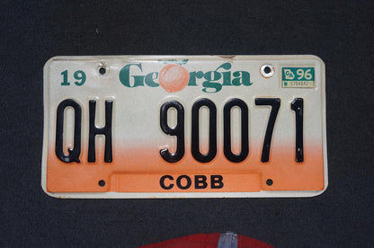 1996 Georgia Peach License Plate COBB County