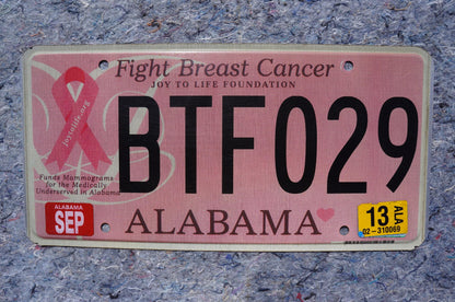 2013 Alabama PINK RIBBON - Fight Breast Cancer - Women Heath - Cancer - License Plate