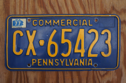 1977 Pennsylvania Blue Vintage License Plate