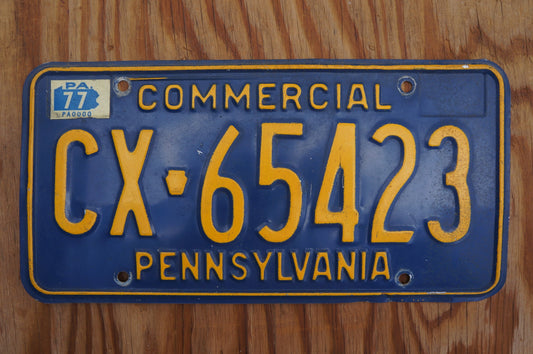 1977 Pennsylvania Blue Vintage License Plate