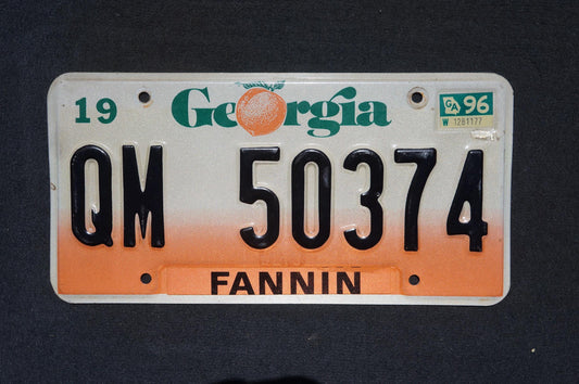 1996 Georgia Peach License Plate FANNIN County