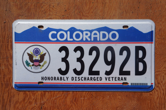 Colorado HONORABLY DISCHARGED VETERAN Eagle Blue License Plate