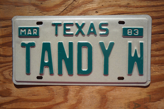 1983 Texas Vanity Vintage License Plate # TANDY W