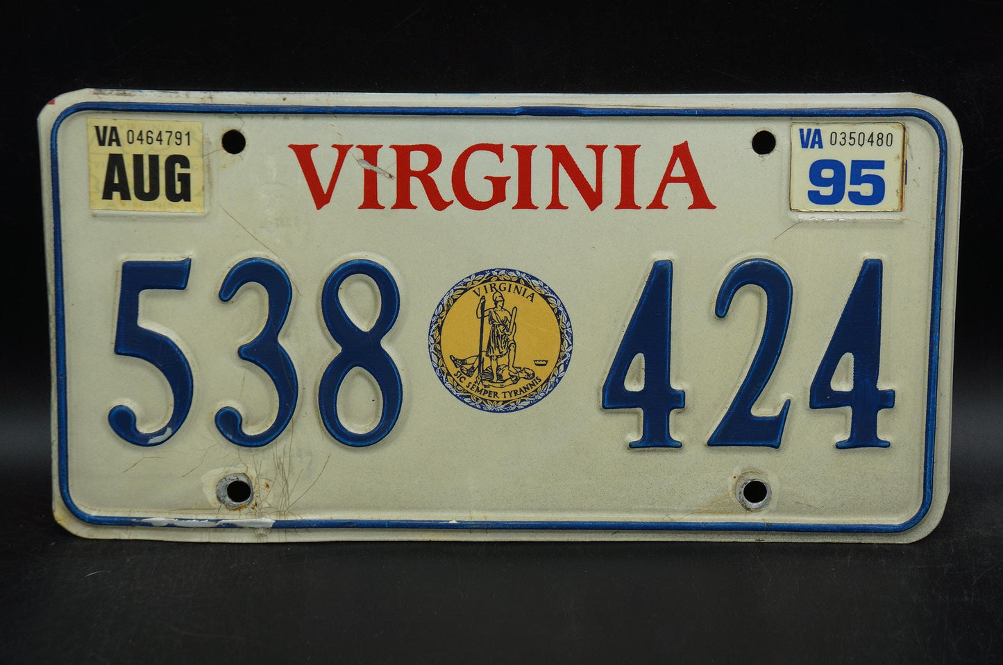 1995 Virginia Vintage Seal License Plate