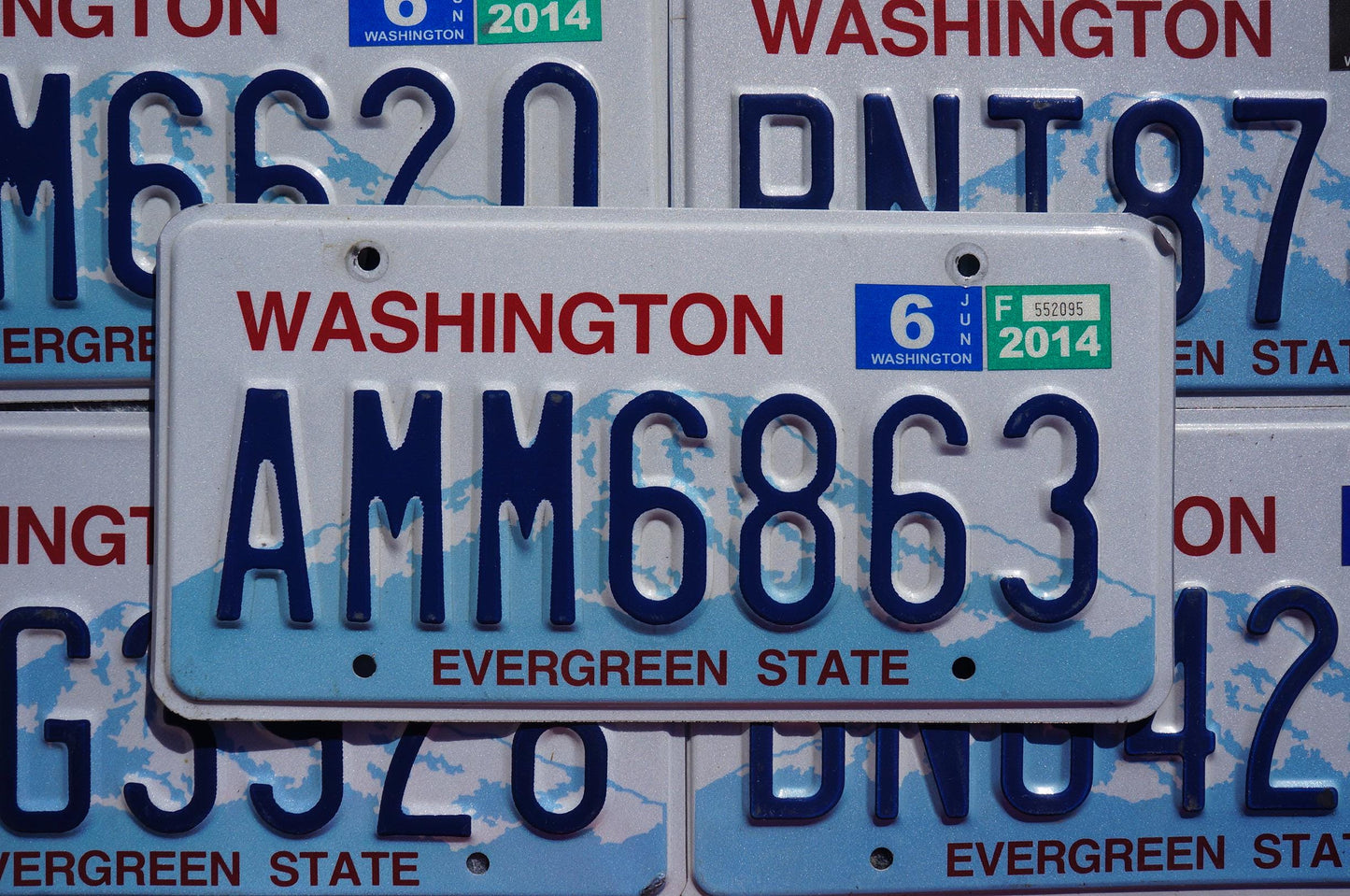Washington State License Plate: Evergreen State, Blue & Yellow