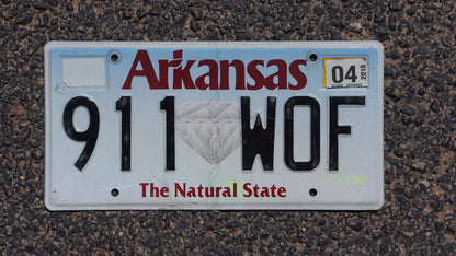 2004 Arkansas DIAMOND License Plate # 911 - WOF