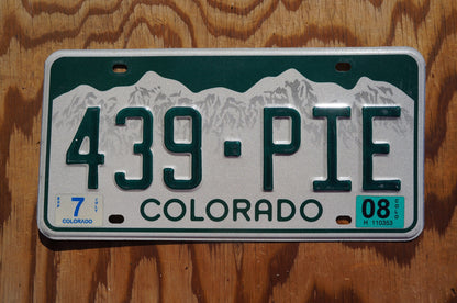 2008 Colorado SNOW MOUNTAINS License Plate # 439 - PIE