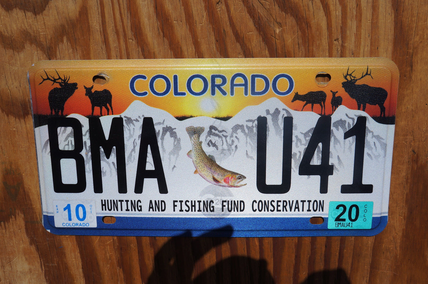 2020 Colorado HUNTING & FISHING Fund Conservation License Plate - Fish Elk Deer