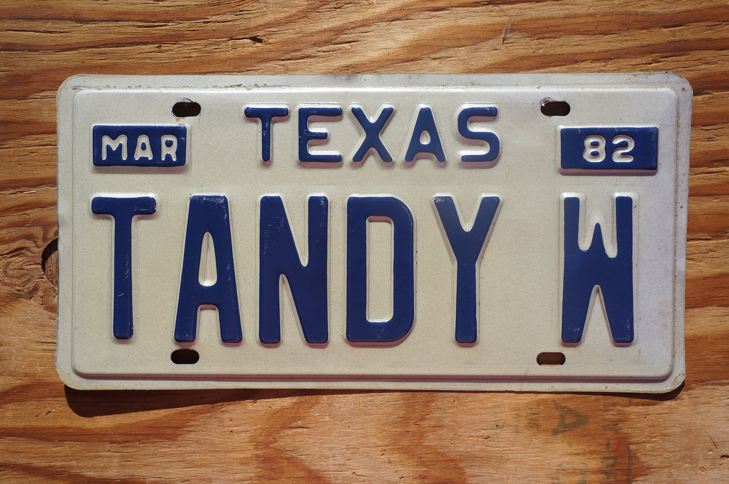 1982 Texas Vanity Vintage License Plate # TANDY W