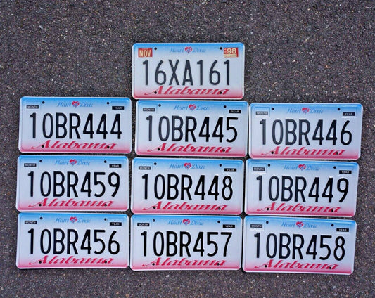 Alabama License Plates - Lot of 10 Colorful Embossed Tags