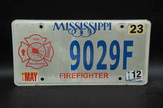 2023 Mississippi Firefighter License Plate Fire Department