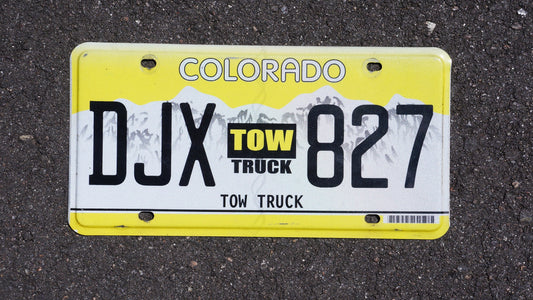 Colorado Mountain TOW TRUCK Yellow License Plate