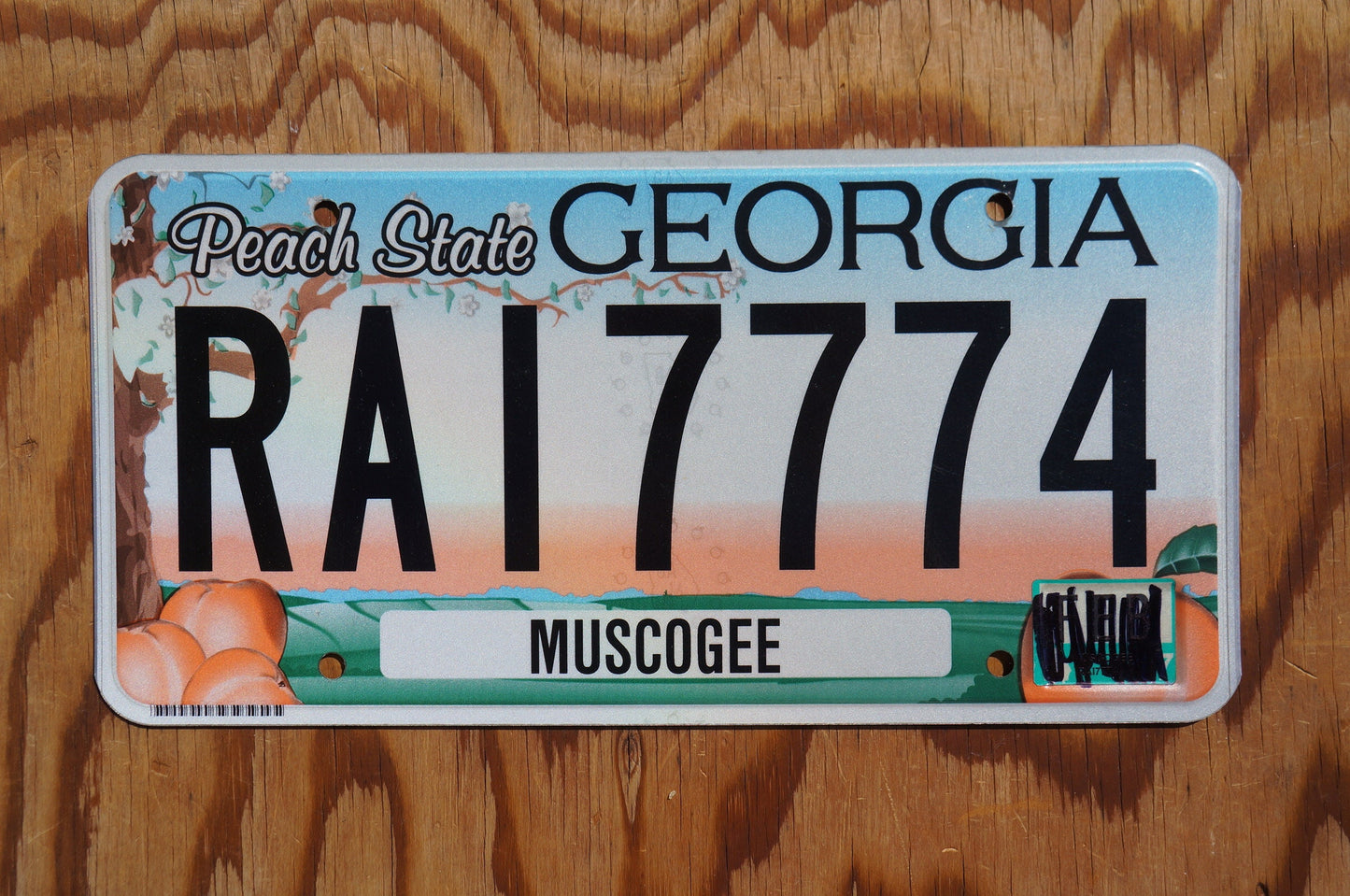 2017 Georgia PEACH STATE Colorful Graphic License Plate - RAI 7774