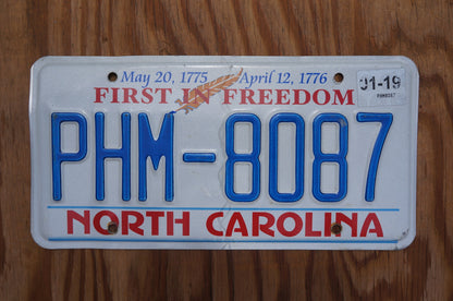 2019 North Carolina License Plate FIRST In FREEDOM