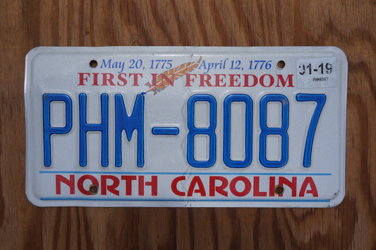 2019 North Carolina License Plate FIRST In FREEDOM
