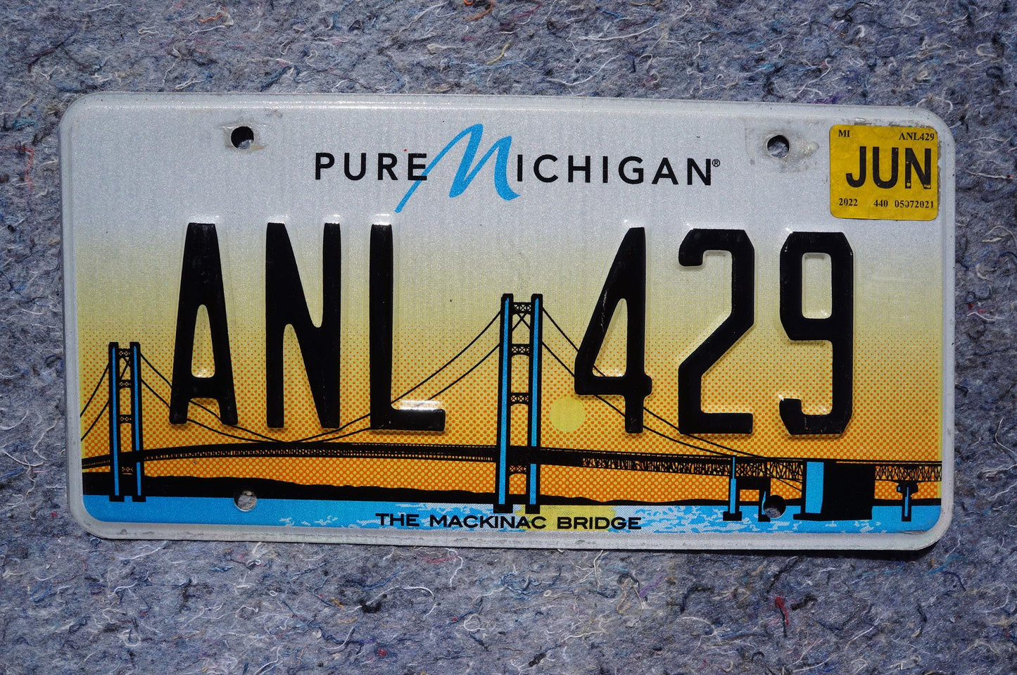 2022 Michigan THE MACKINAC BRIDGE Orange License Plate