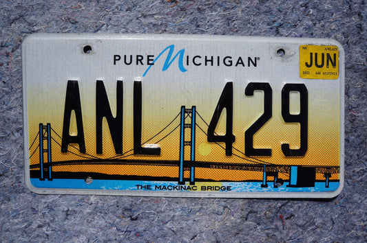 2022 Michigan THE MACKINAC BRIDGE Orange License Plate