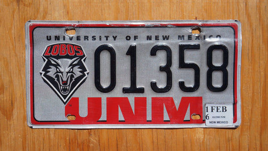 2016 University of New Mexico LOBOS UNM License Plate