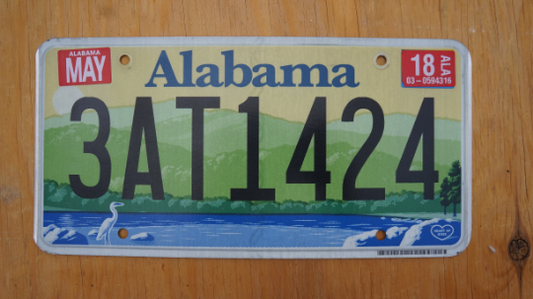 One or More - ALABAMA Colorful Graphic Green Mountains Blue Lake License Plate
