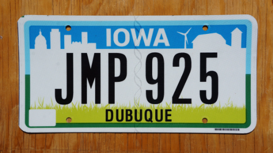 IOWA LICENSE PLATES - Colorful Graphic License Plate Tag - Blue Green New Design