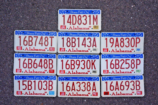 Lot of 10 'Stars Fell On Alabama' License Plates