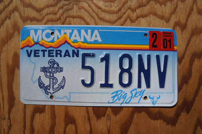 2001 Montana Veteran Graphic Anchor License Plate # 518NV