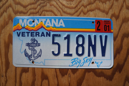 2001 Montana Veteran Graphic Anchor License Plate # 518NV