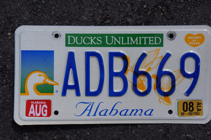 2008 Alabama DUCKS UNLIMITED License Plate