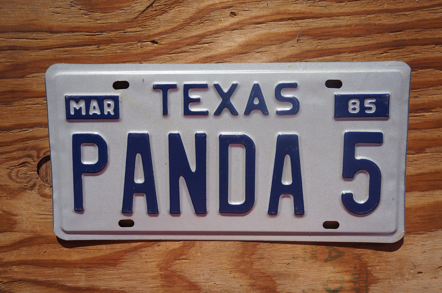 1985 Texas Vanity Vintage License Plate # PANDA 5
