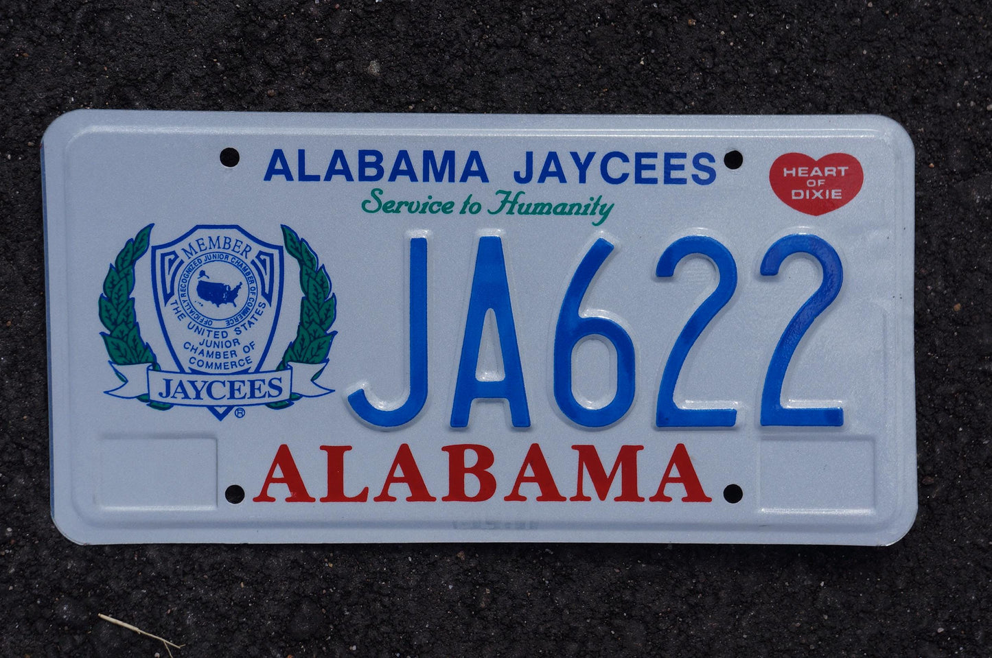 Alabama JAYCEES Service to Humanity License Plate