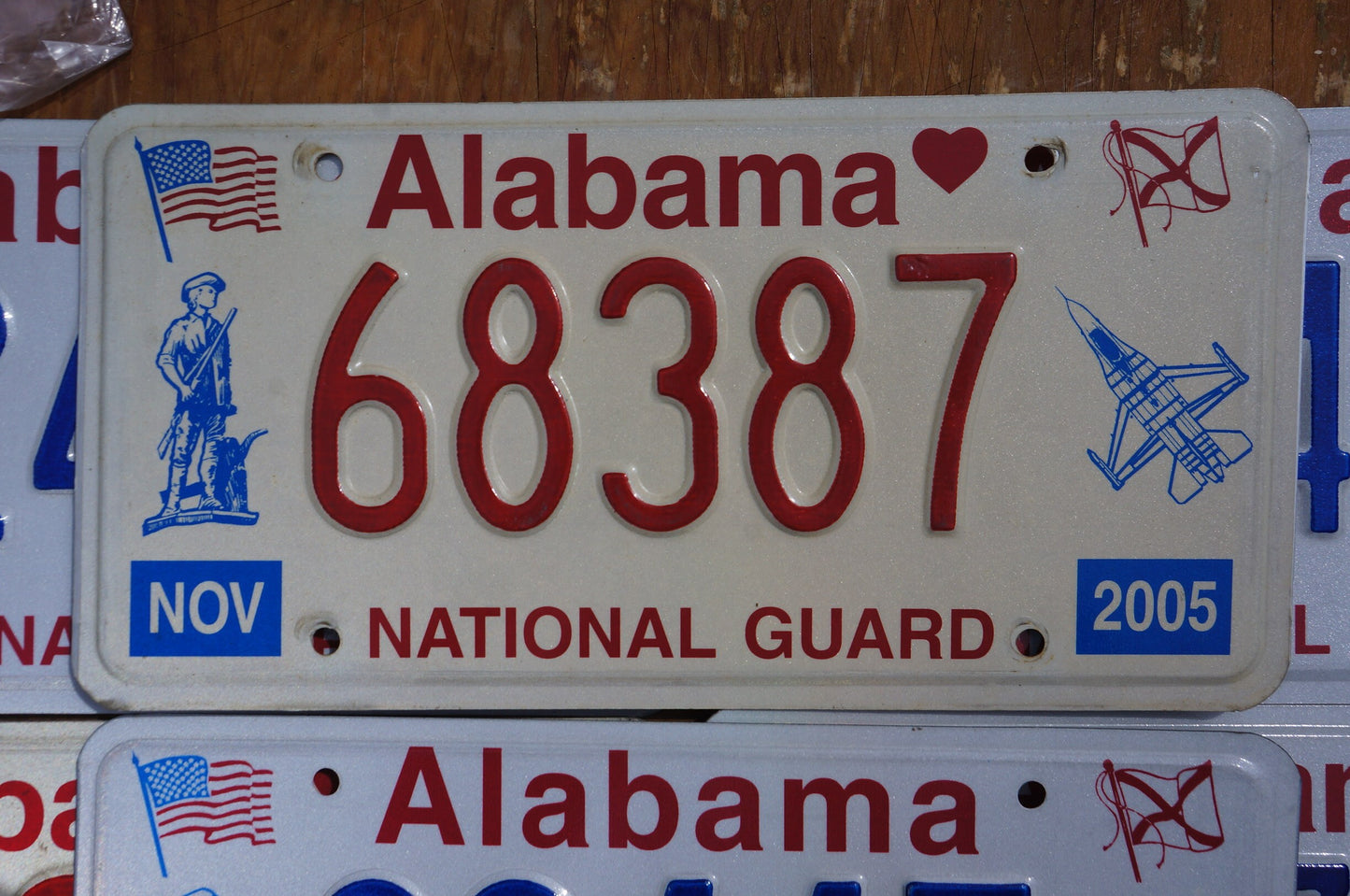 One or More - 2004 2005 2006 Alabama National Guard Soldier Airplane Flag License Plate