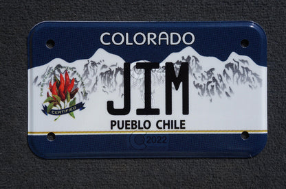 2022 Colorado JIM MOTORCYCLE Pueblo Chile Blue Vanity License Plate