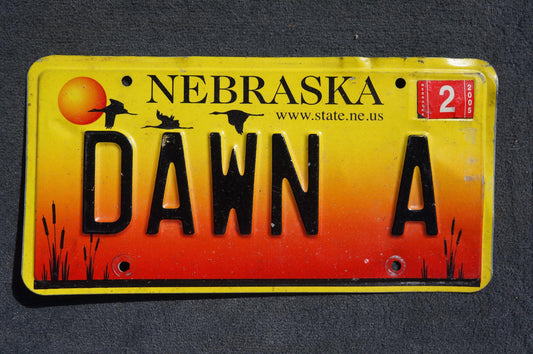 2005 Nebraska Vanity DAWN A License Plate