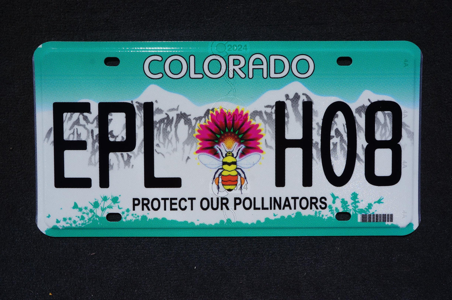 2024 Colorado PROTECT OUR POLLINATORS License Plate - Bee Flower New Design