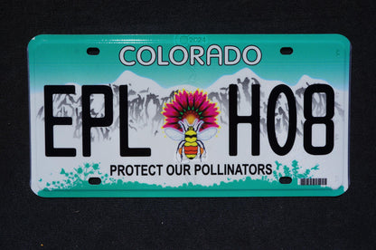 2024 Colorado PROTECT OUR POLLINATORS License Plate - Bee Flower New Design